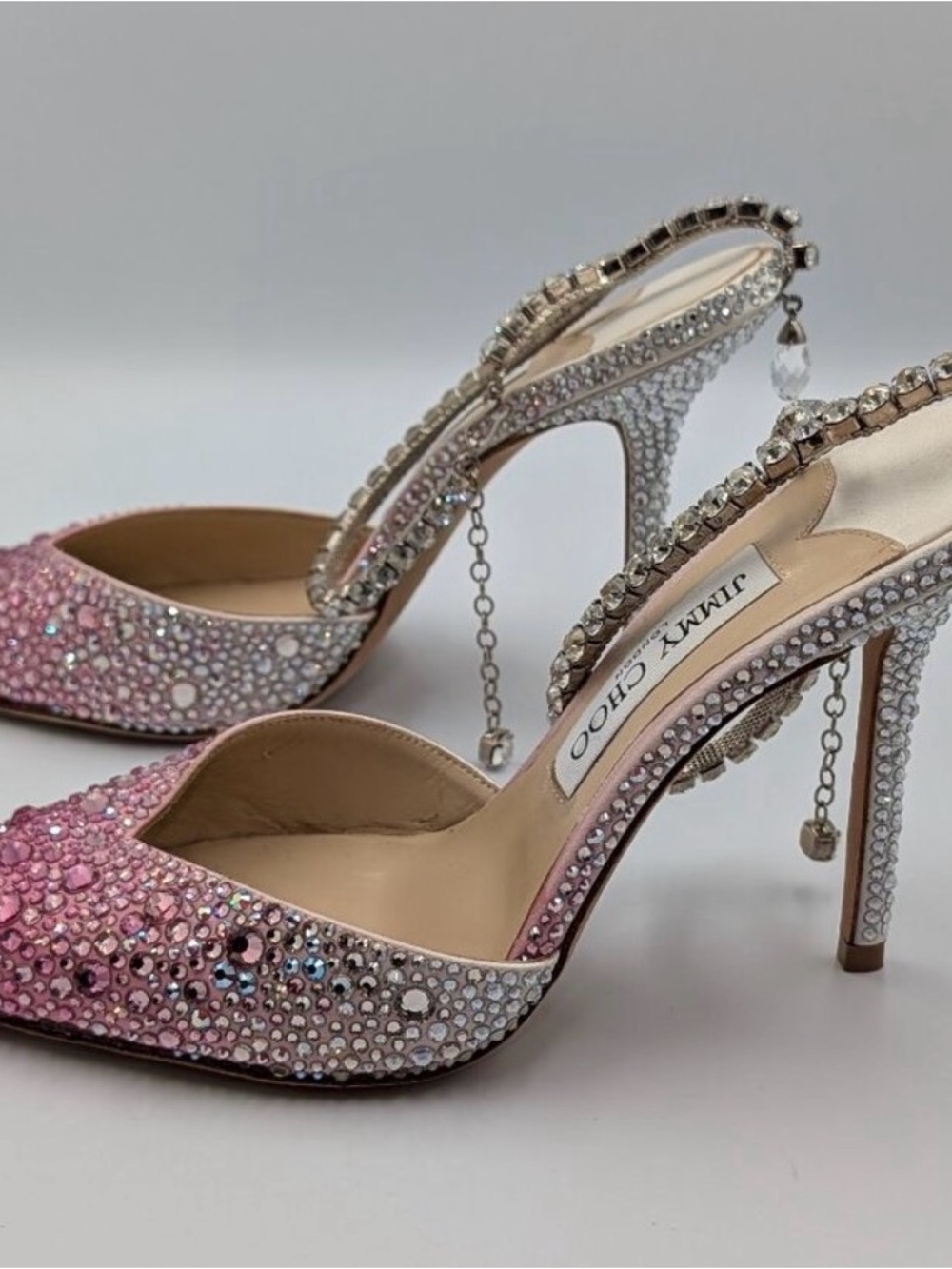 Jimmy Choo Saeda Pumps Pink Rhinestones - Picture 3 of 7